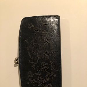 Hobo Black Clutch with Floral Cut Out Pattern
